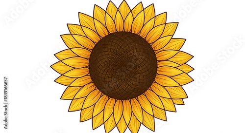 Vibrant Sunflower Illustration on White Background.