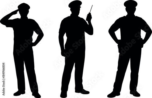 Silhouettes of Police Officers