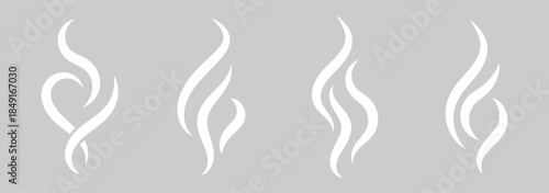 Smoke steam icon set vector hot aroma heat design. Doodle smoke icons set. Water steam symbols. Hand drawn hot vapors. Line air smell symbols. Doodle fire smoke icons.