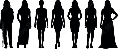 Silhouettes of Women in Various Poses