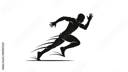 Dynamic Silhouette of a Sprinter in Full Body Forward Running Motion Illustration