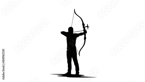 Silhouette of a person aiming an arrow with a bow representing focus and precision in archery