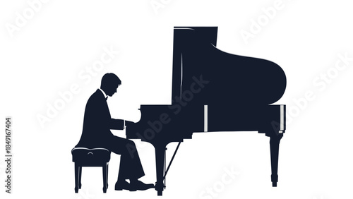 silhouette of a person playing grand piano indoors capturing music expression and passion