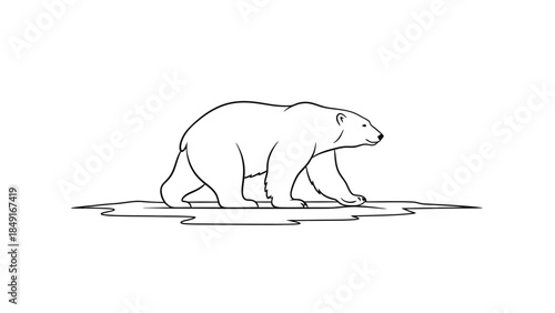 Minimalist Line Drawing of a Bear in a Natural Habitat Illustration