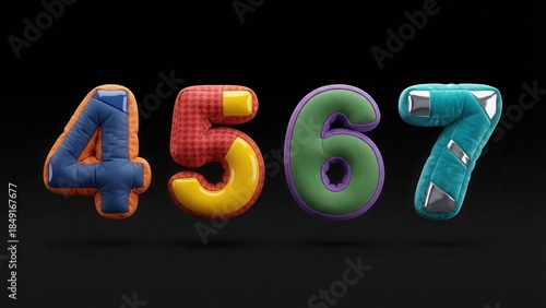 Colorful numbers four, five, six, seven are displayed prominently.