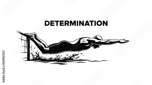 Dynamic Swimmer Silhouette |Power and Determination Sports Art