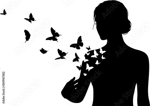 Butterfly Woman Silhouette Transformation Art