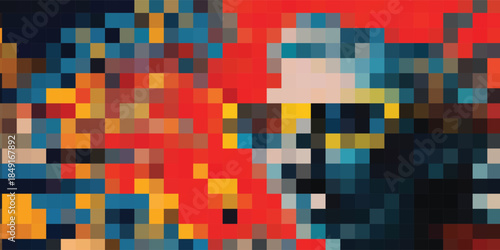 Pixelated Image of a Human Skull.