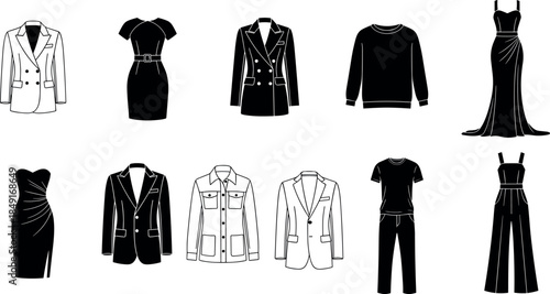 Set of black military soldier silhouettes standing in tactical combat poses with rifles for army and national security