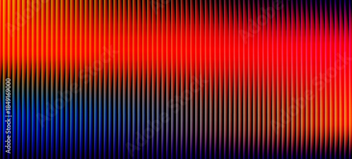 Abstract ribbed fractal glass texture effect with bright smooth fluted vertical lines of colorful gradient. Bold and dynamic design blending bright colors and geometry for modern visual art project