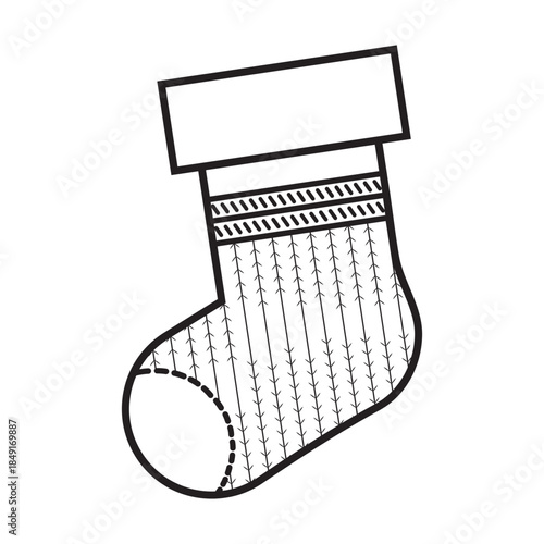 Outline of a Christmas sock on a white background