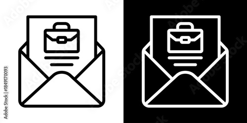 Job Offer Icon Of Line Black And White Style Vector Illustration
