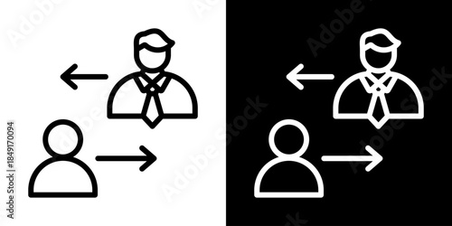 Job Exchange Icon Of Line Black And White Style Vector Illustration
