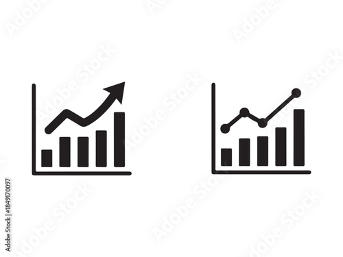 Bar chart with increasing trend line and data points glyph style set