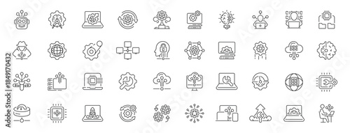Software icons set. editable line icons, linear, app development and tech symbols