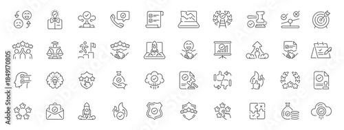 Success and achievement icons set. editable line icons, motivation, victory symbols