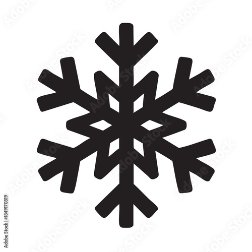 A striking black and white illustration depicts a detailed symmetrical snowflake design with intricate branching patterns