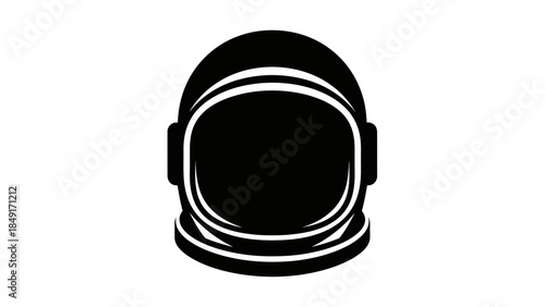 Minimalist Black and White Astronaut Helmet Illustration for Space Exploration Themes