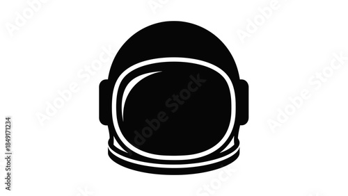 Minimalist Black and White Illustration of an Astronaut Helmet for Space Exploration Themed Design
