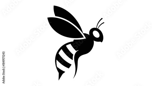 Minimalist Black and White Illustration of a Bee Emphasizing Simplicity and Nature