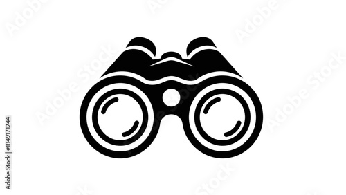 Minimalist Black and White Binoculars Icon Design Suitable for Search and Exploration Themes