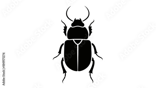 Minimalist Black and White Illustration of a Beetle with Curved Antennae and Exposed Legs