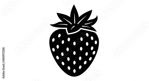 A simple and elegant black and white icon illustration of a fresh strawberry fruit Vector