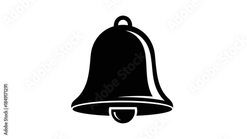 Simple black and white bell icon symbolizing alerts or notifications design