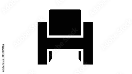 Minimalist icon representing a modern office chair or seating furniture silhouette for design