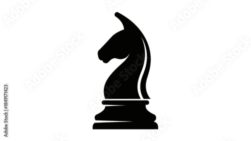Minimalist Black Knight Chess Piece Silhouette Demonstrating Strategic Play and Classic Board Game