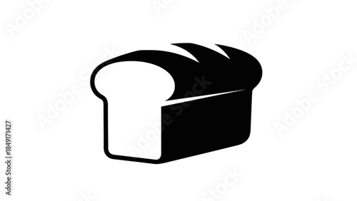 Minimalist Black and White Illustration of a Sliced Loaf of Bread in Silhouette Style for Culinary