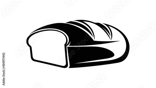 Minimalist Black and White Illustration of a Classic Bread Loaf for Bakery or Culinary Design