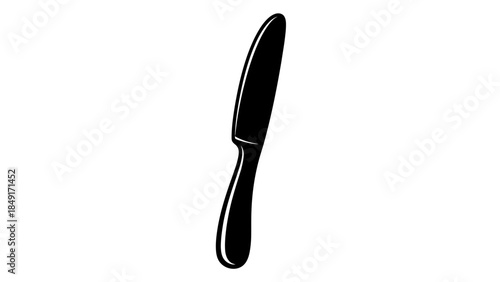 Minimalistic Illustration of a Classic Table Knife in Black and White with Clean Design Elements