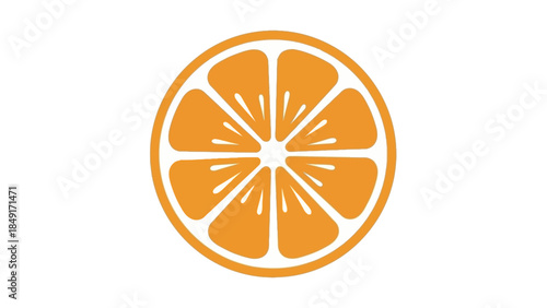 Minimalist Illustration of an Orange Slice in Bright Orange and White Tones