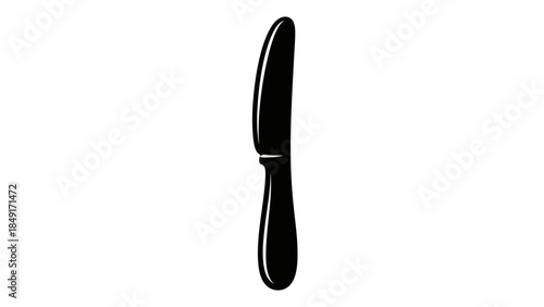 Minimalist black silhouette of a sleek and modern knife with a curved blade and ergonomic handle