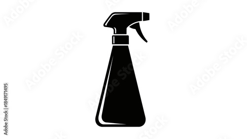 Minimalist Illustration of a Black Spray Bottle for Cleaning and Household Use