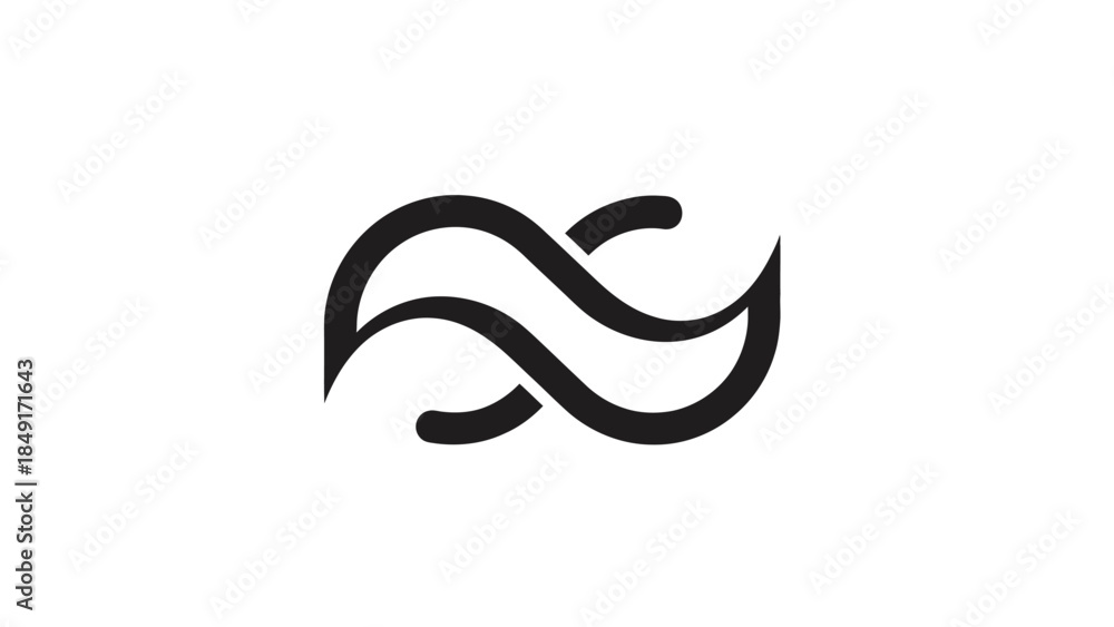 Fototapeta premium Modern minimalist black and white abstract wave logo design for branding and identity