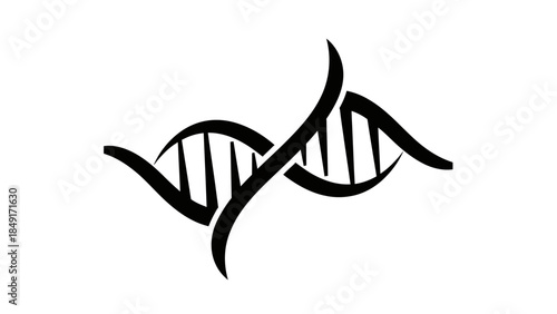 Minimalist Black and White DNA Helix Icon Representing Genetic Science and Biotechnology