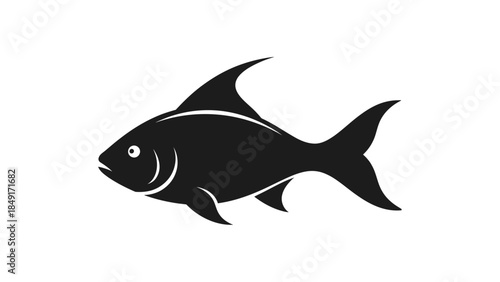 Minimalist black silhouette of a fish emphasizing aquatic life and marine ecosystems in a simple