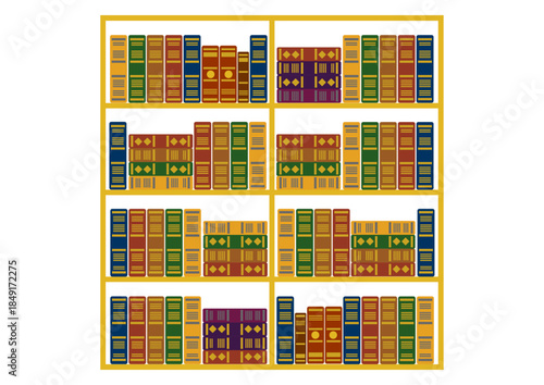 落ち着いたインテリア、洋書が並ぶ木製の本棚 - Calm Interior, Wooden Bookshelf with Western Books