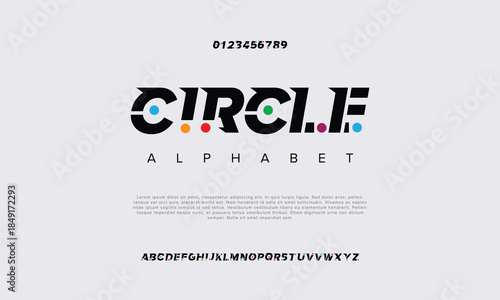 Digital modern alphabet font. Creative abstract urban, futuristic, fashion, sport, minimal technology typography. Simple vector illustration with number