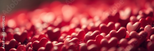 Wide panoramic background filled with red hearts, st Valentine's day love symbol
