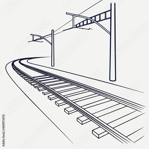 Railway track with overhead wires