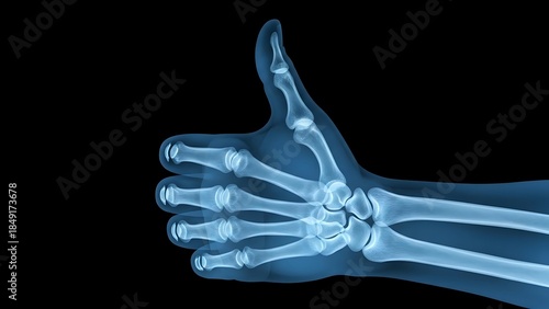 X-ray image of a thumbs-up hand gesture
