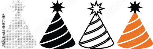 Different party hats featuring stripes and stars ideal for joyous festivities