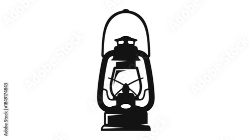 Silhouette of an antique oil lantern with intricate handle design for vintage ambiance