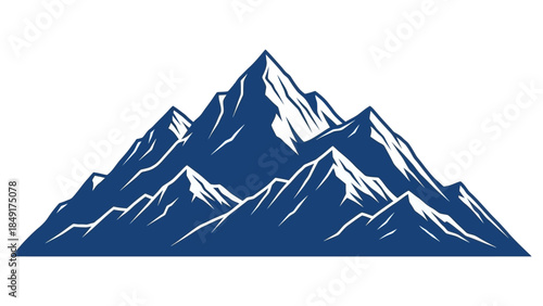 Stylized mountain range illustration with snow-capped peaks and sharp ridges capturing natural