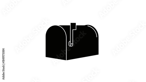 Minimalist Black and White Illustration of a ClassicMailbox for Postal Services