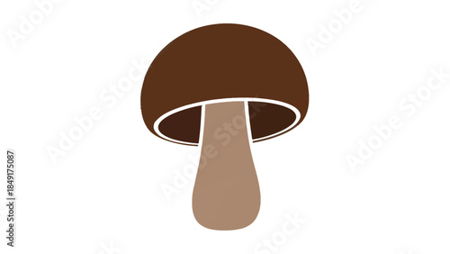 Minimalist Illustration of a Mushroom with a Brown Cap and Light Stem