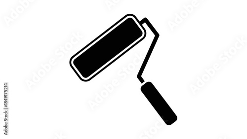 Minimalist icon of a paint roller emphasizing painting and decorating concepts